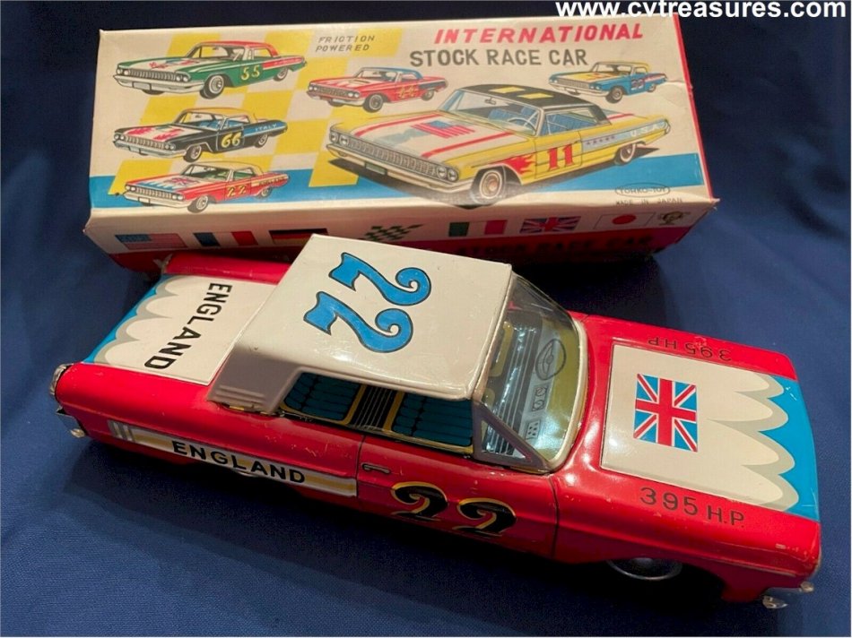 Vintage Tin Friction Toy Race Car Tohko Toy Japan 1962 22 CVTreasures