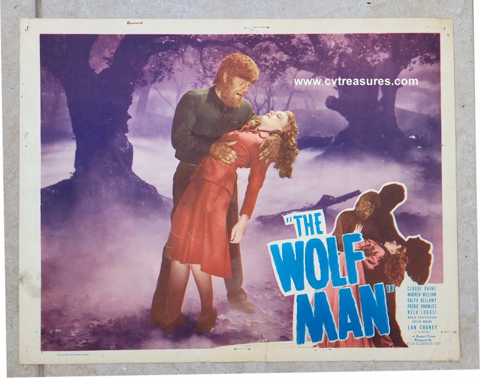 The Wolf Man Starring shops Lon Chaney Jr. Vintage Out Of Print Movie Poster 22.5 x 34