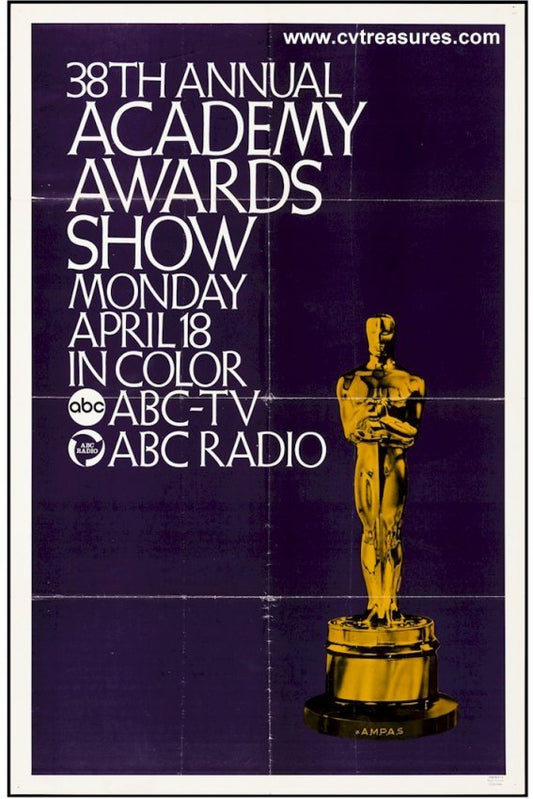 38th Academy Awards Show Vintage TV ABC One Sheet Poster Guaranteed Authentic