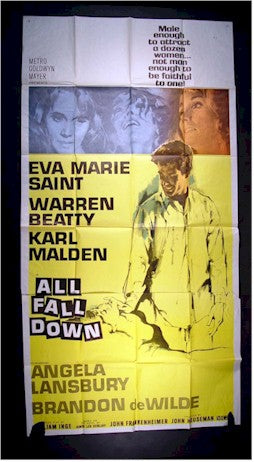 All Fall Down 1962 Movie Poster Original Vintage Three Sheet 41x81" Eva Marie Saint Warren Beatty Karl Malden Guaranteed Authentic 24x