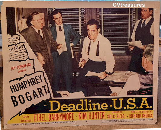 Deadline  USA Original Authentic Vintage Movie Poster Lobby Card Humphrey Bogart 1952