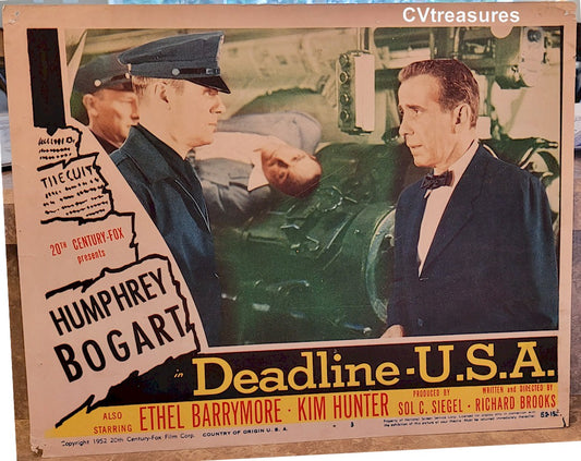 Deadline  USA Original Authentic Vintage Movie Poster Lobby Card Humphrey Bogart 1952