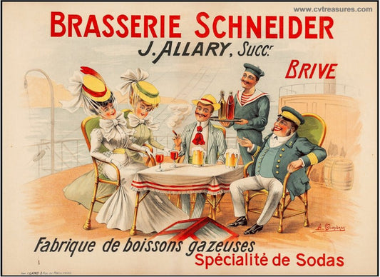 Brasserie Schnieder Original Vintage French Advertising Poster