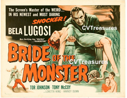 Bride of the Monster, Bela Lugosi Half Sheet movie poster 1956