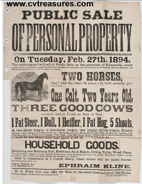 Broadside 19th Century Featuring a Horse