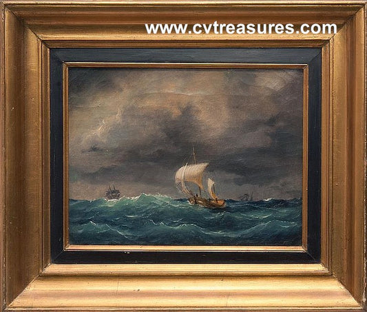 CARL OLSON  Stunning Seacsape oil canvas mid-19th Century