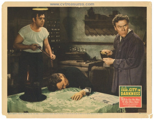 CHARLIE CHAN IN CITY IN DARKNESS lobby card with Lon Chaney Jr