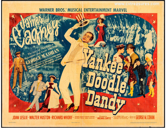 Yankee Doodle Dandy Original Authentic Vintage Half Sheet Movie Theater Poster James Cagney