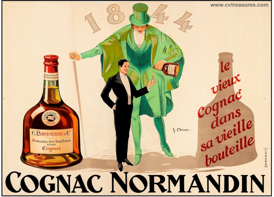 Cognac Original Antique French Advertising Lithograph Poster