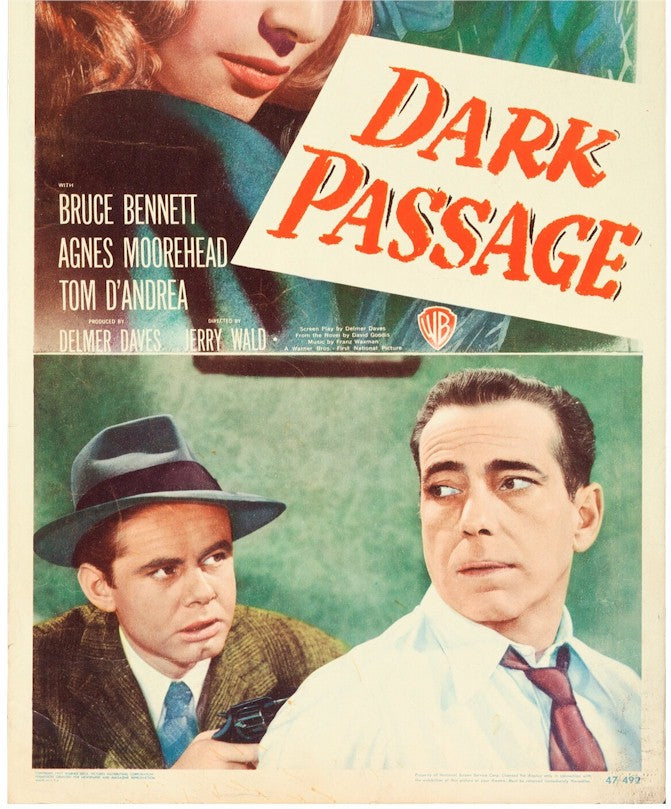 Dark Passage Original Vintage Movie Poster Insert  Bogart Bacall