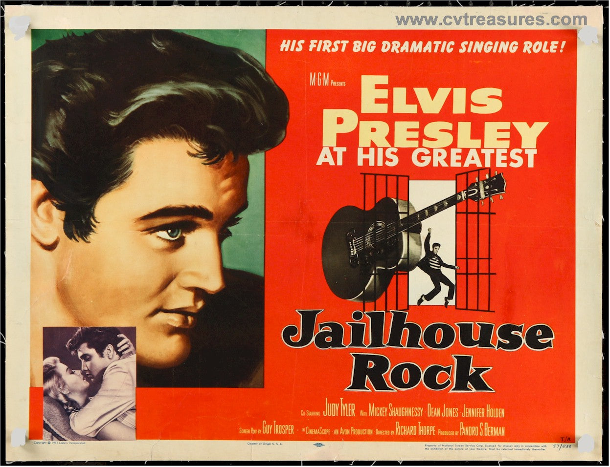 Jailhouse Rock Original Authentic Vintage Movie Poster Half Sheet Elvis Presley Guaranteed Authentic 