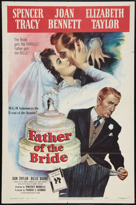 Father of the Bride Spencer Tracy, movie poster one sheet 1950