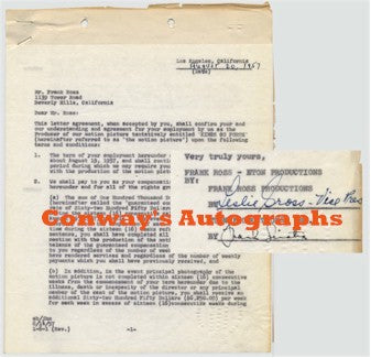 Frank Sinatra Signed Autographed Contract, 1957 "Kings Go Forth"