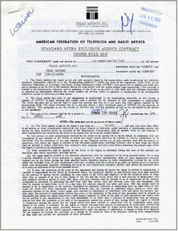 Fred Gwynne "Munsters" Autographed Signed Contract