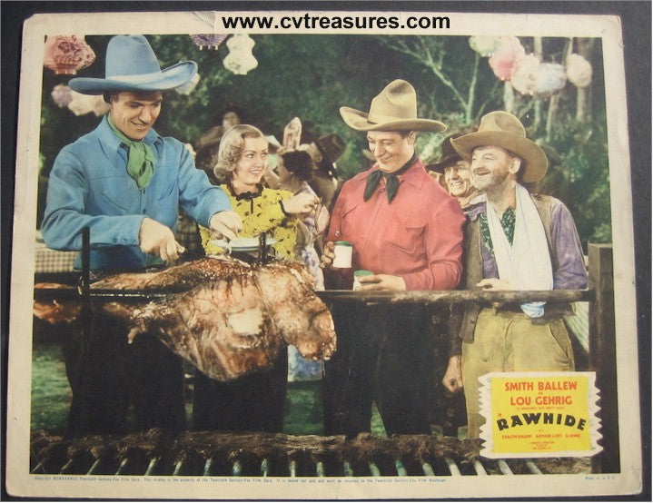 Rawhide, Lou Gehrig vintage lobby card, eating pig