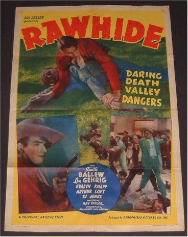 Rawhide, Lou Gehrig, Vintage Movie Poster one sheet