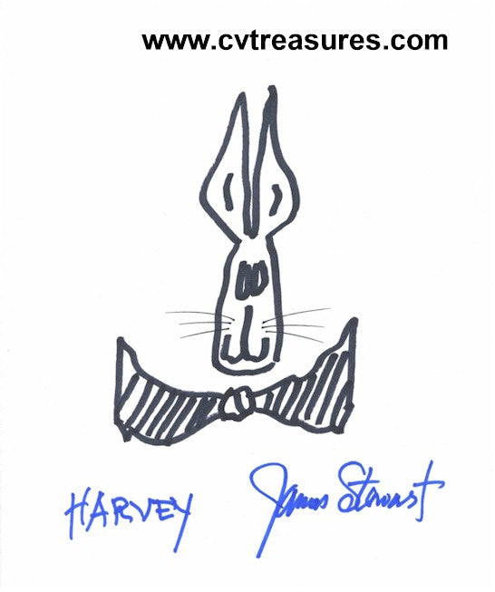 HARVEY James Stewart Signed Autographed Harvey Sketch JSA!