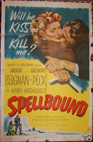 Spellbound Alfred Hitchcock Original Vintage Movie Theater Poster Guaranteed Authentic