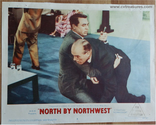 North by Northwest Alfred Hitchcock Movie Poster Original Vintage Lobby Card Cary Grant Guaranteed Authentic 24x