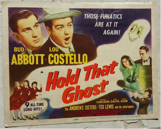 Hold That Ghost Original Vintage Title Lobby Card Movie Poster