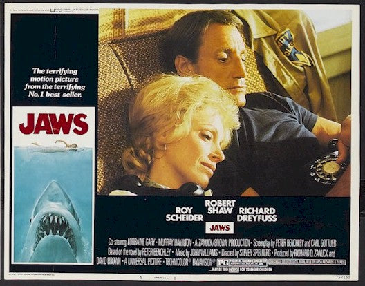 Jaws, 1975 Original Release lobby card movie poster 5