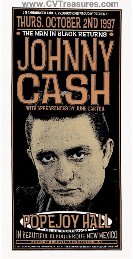 Johnny Cash Original Vintage LIVE Concert Poster 1997