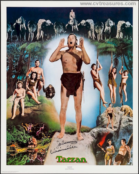 Johnny Weissmuller Tarzan Signed Autographed Lithograph Classic Movie style Poster