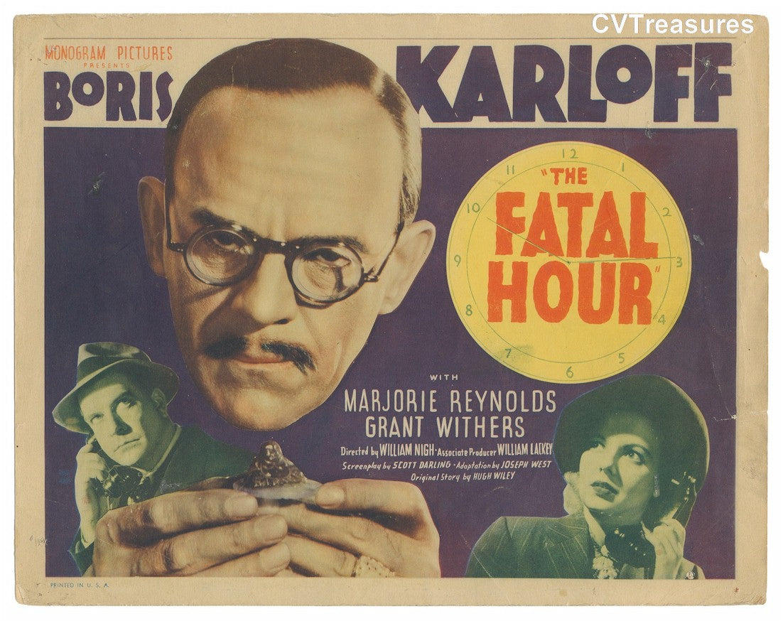 Fatal Hour Boris Karloff Original Classic Movie Theater Poster Title Card 1940