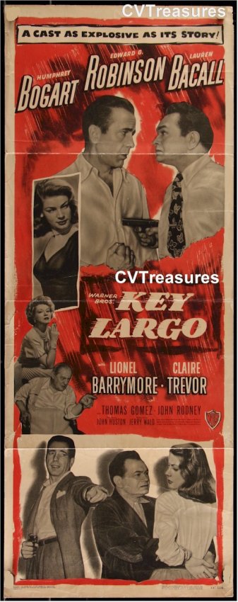 Key Largo Original Authentic Vintage Movie Theater Poster Insert Bogart Bacall 2