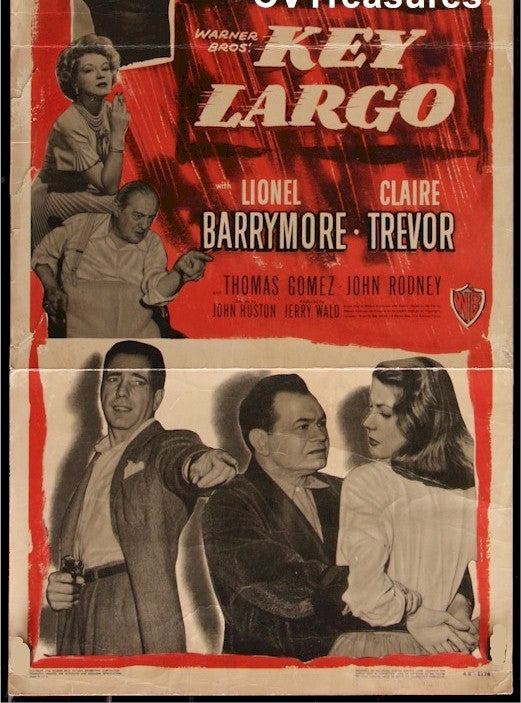 Key Largo Original Authentic Vintage Movie Theater Poster Insert Bogart Bacall 2