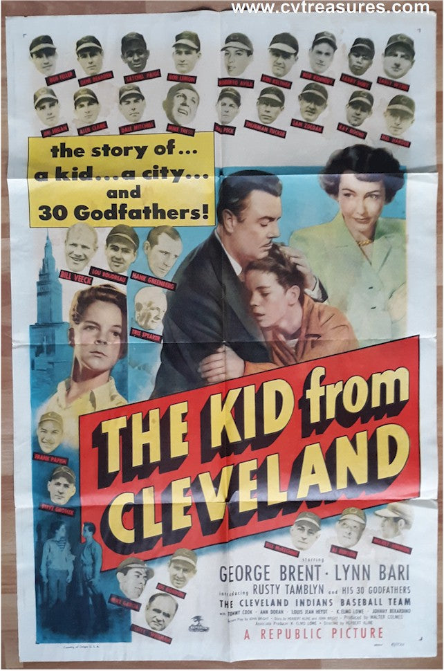 Kid From Cleveland Original Vintage One Sheet sports movie theater poster 