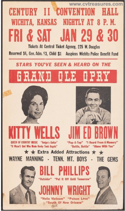 Kitty Wells Ed Brown Original Vintage Concert Poster Live 1971