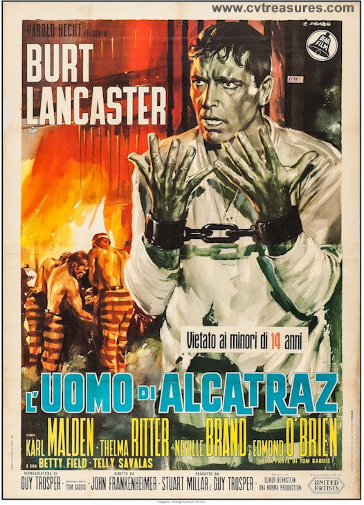 Birdman of Alcatraz Original Vintage Movie Theater Poster Burt Lancaster large Italian 4-Fogli