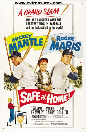 Safe at Home Vintage Baseball Sports movie poster Mickey Mantle Roger Maris Classic Sports Memorabilia