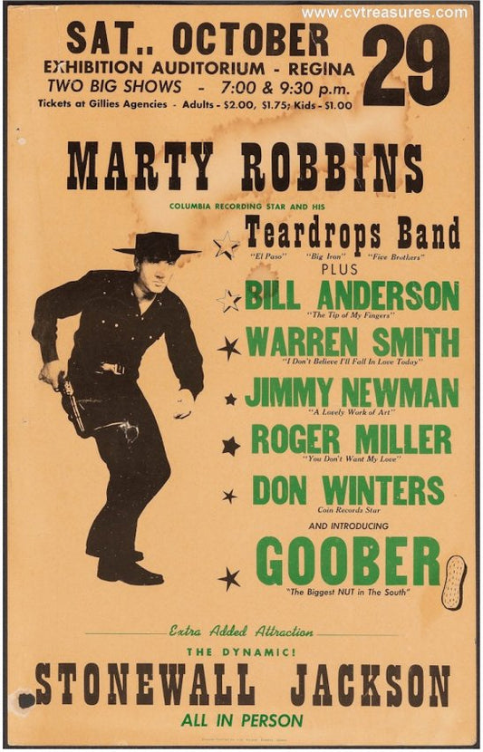 Marty Robbins Original Vintage Concert Poster LIVE 1960