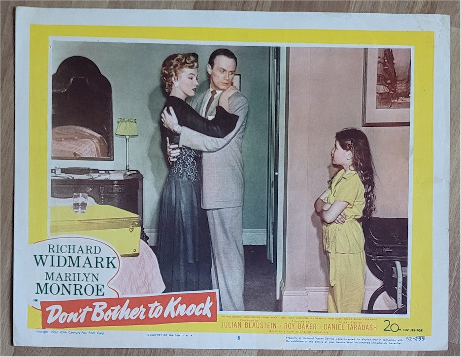 Don't Bother to Knock Marilyn Monroe Original Vintage Lobby Card Movie Poster 