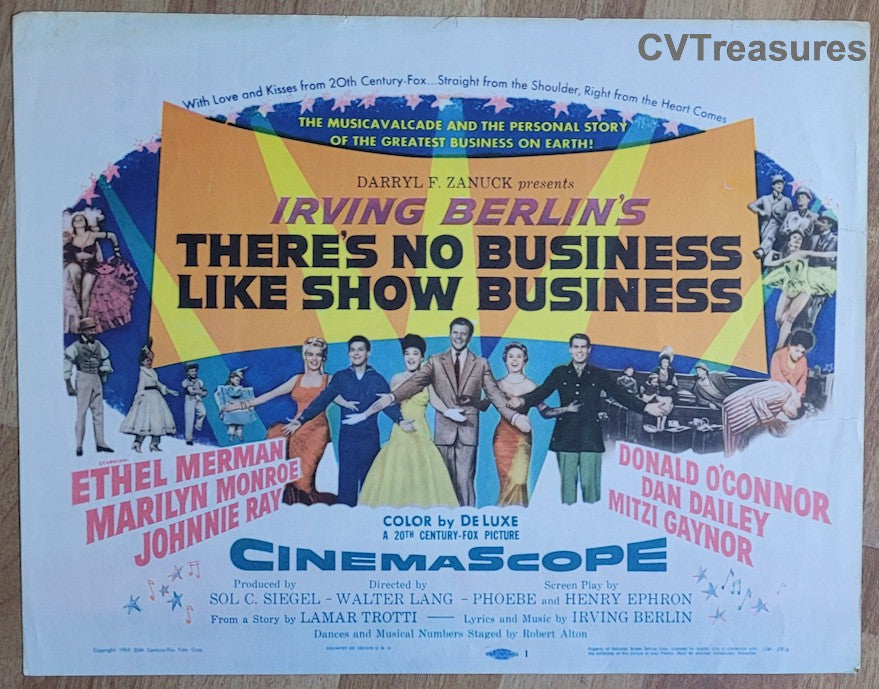 There's No Business Like Show Business Marilyn Monroe Original Authentic Vintage Title Lobby Card Movie Poster