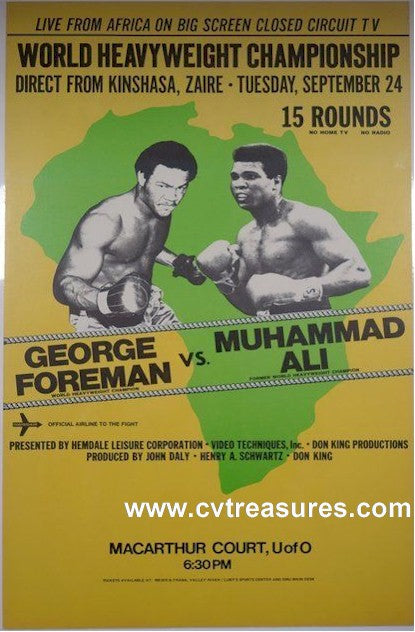 Muhammad Ali Foreman Rare Fight Boxing Poster 1974 telecast Ohio