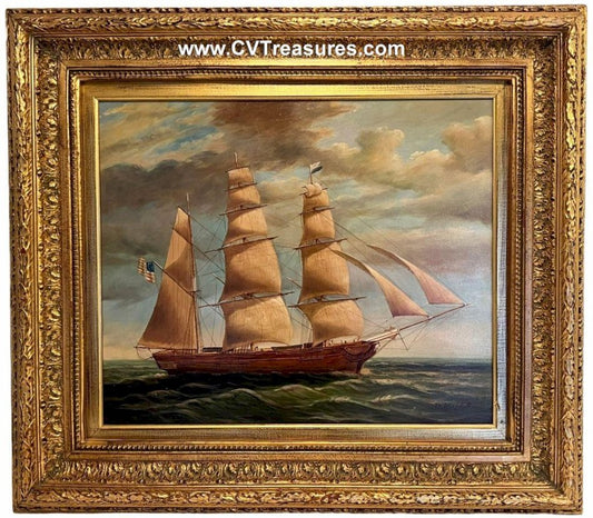 Nautical Marine Seascape Oil Painting on Canvas Colonial Clipper