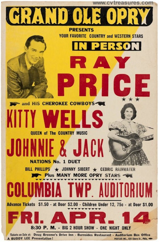 Ray Price VERY RARE Original Vintage Concert Poster