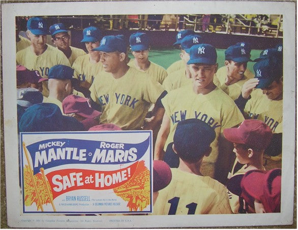 Safe at Home,  Mantle &  Maris 1961 Original lobby card