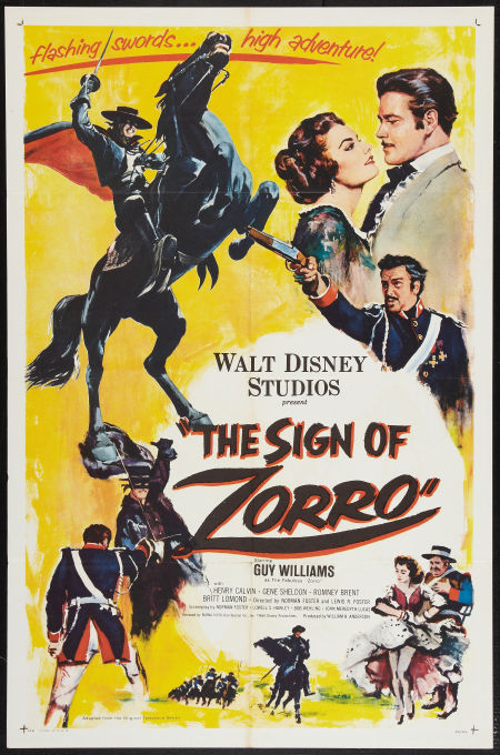 Sign of Zorro - Guy Williams Disney movie poster one sheet, 1960