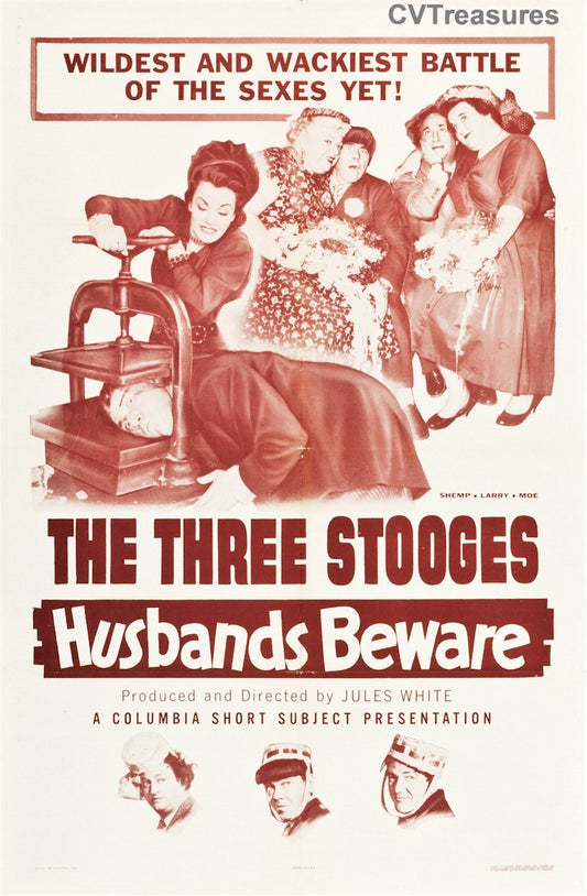 Husbands Beware Three 3 Stooges Original Authentic Vintage Movie Theater Poster One Sheet