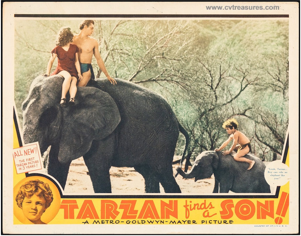 Tarzan Finds a Son Vintage Authentic Lobby Card Movie Theater Poster Weissmuller 2