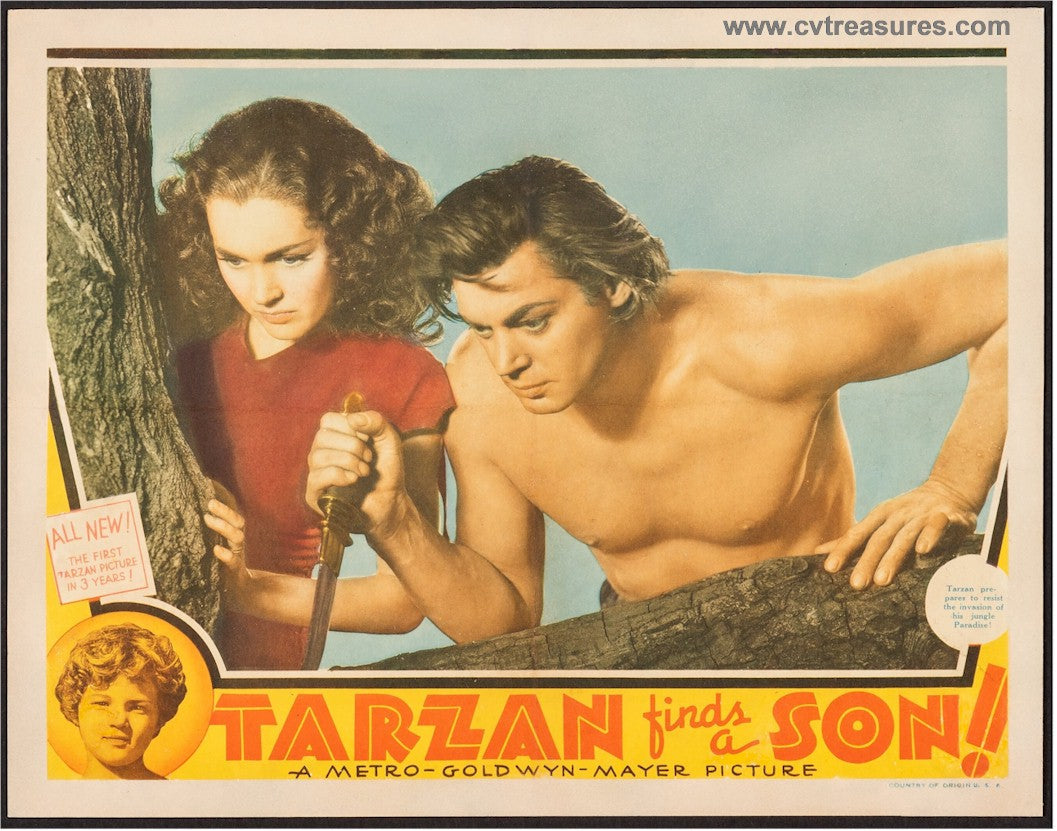 Tarzan Finds a Son Vintage Lobby Card Movie Poster Weissmuller