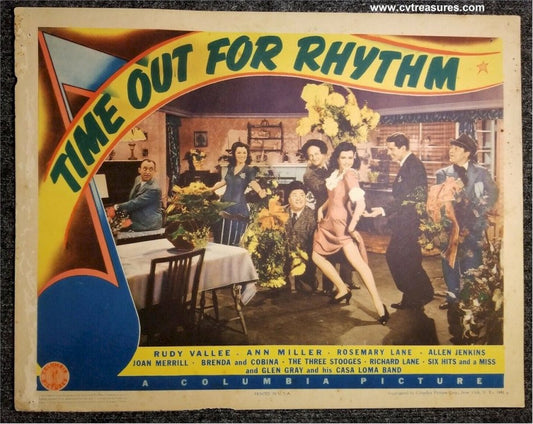 Three 3 Stooges Time Out for Rhythm Lobby Card Movie Poster