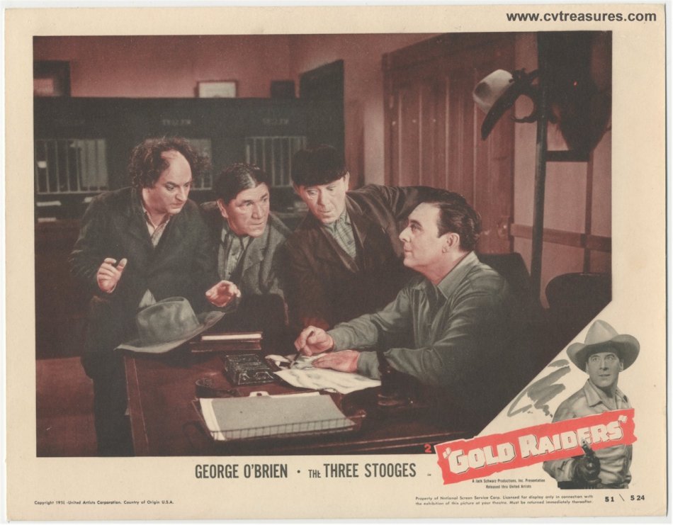 Three Stooges Gold Raiders Original Authentic Vintage Lobby Card Movie theater Poster