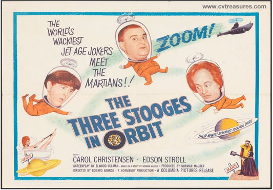 Three Stooges in Orbit Original Vintage Half Sheet Movie Poster