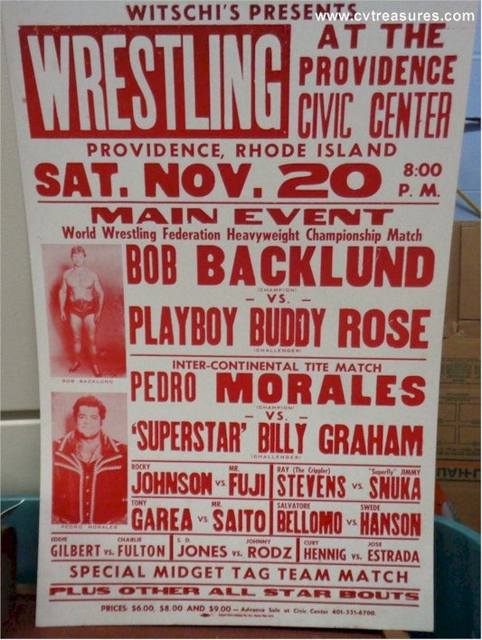 WWWF Original Wrestling Poster 1982 Backlund, Morales, Graham