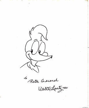 Walter Lantz Creator of "Woody Woodpecker" Original Signed sketc